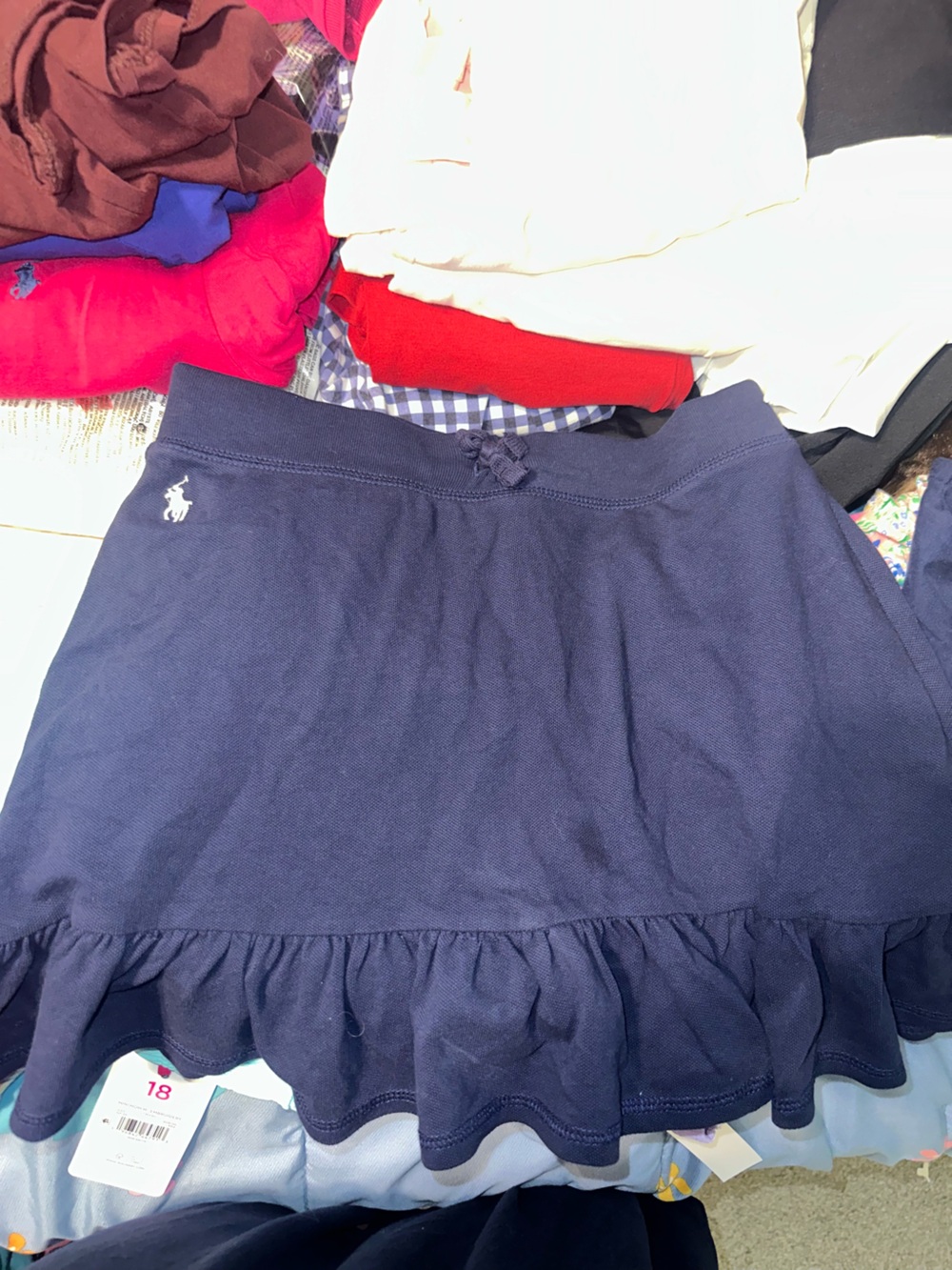 Ralph Lauren Navy Ruffle-Trim Polo Skirt